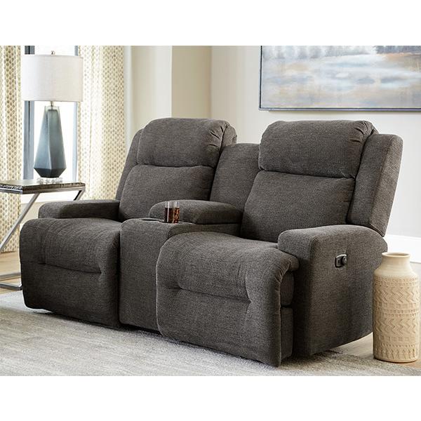Best Home Furnishings O'Neil Reclining Fabric Loveseat O'Neil L920RY4 Reclinig Loveseat with Console - Charcoal IMAGE 5