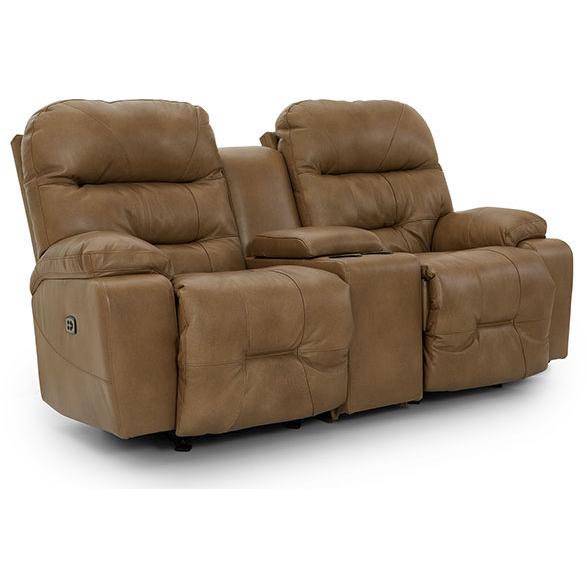 Best Home Furnishings Ryson Reclining Leather Loveseat Ryson L850CY7 Reclinig Loveseat with Console - Stone IMAGE 1