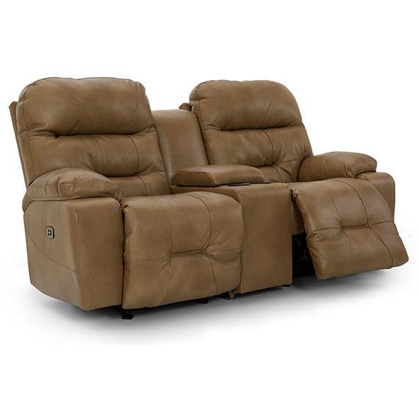 Best Home Furnishings Ryson Reclining Leather Loveseat Ryson L850CY7 Reclinig Loveseat with Console - Stone IMAGE 2