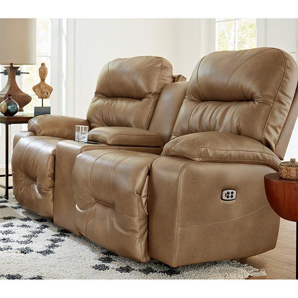 Best Home Furnishings Ryson Reclining Leather Loveseat Ryson L850CY7 Reclinig Loveseat with Console - Stone IMAGE 6