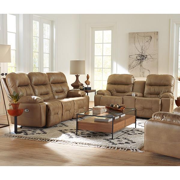 Best Home Furnishings Ryson Reclining Leather Loveseat Ryson L850CY7 Reclinig Loveseat with Console - Stone IMAGE 7