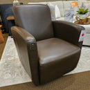 All Leather Swivel Glider Accent Chair