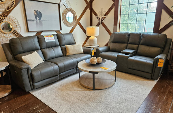 Leather Match Reclining Sofa and Loveseat Set – Save $1,399