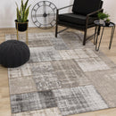  Kalora Interiors Cathedral Grey Cream Distressed Patchwork Rug, 5'1" x 7'7" IMAGE 2
