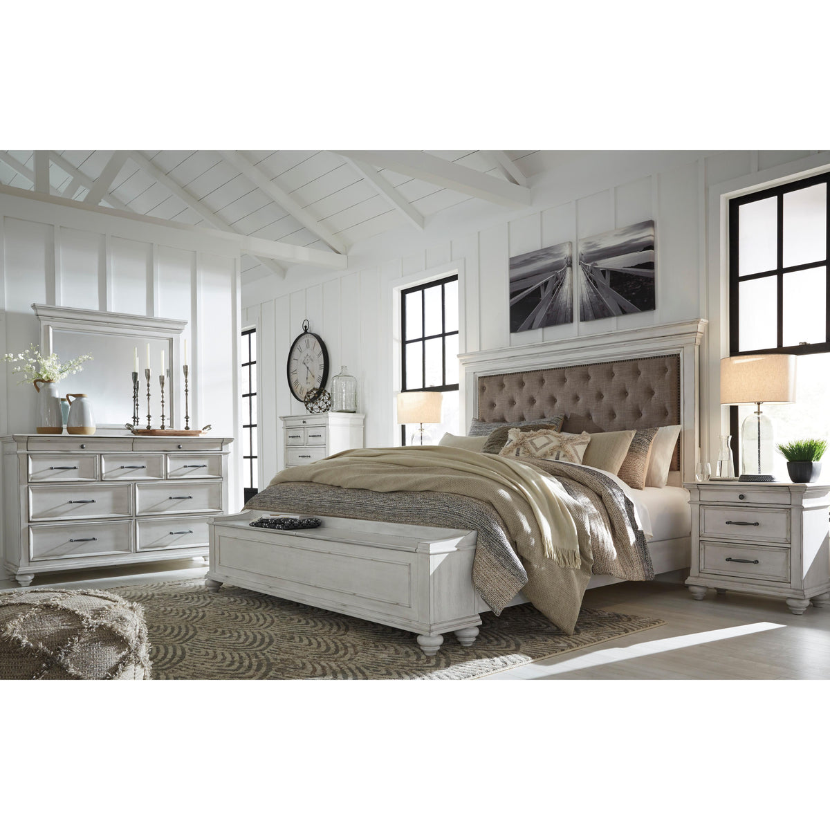 Benchcraft Kanwyn King Upholstered Panel Bed with Storage B777-158/B77