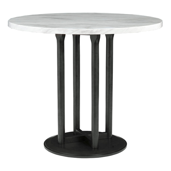Signature Design by Ashley Round Centiar Counter Height Dining Table with Marble Top and Pedestal Base D372-23 IMAGE 1