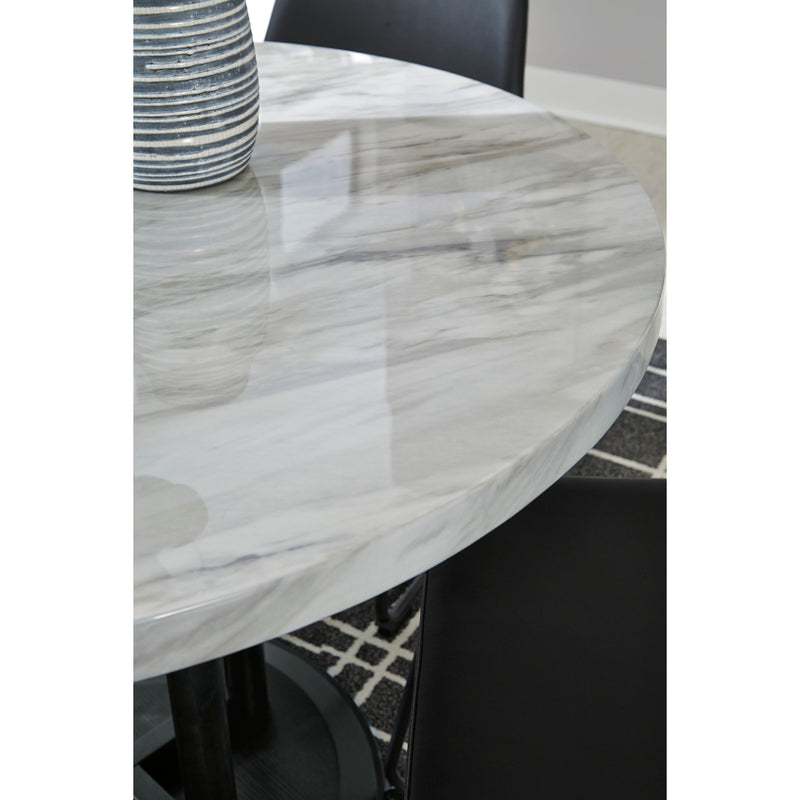 Signature Design by Ashley Round Centiar Counter Height Dining Table with Marble Top and Pedestal Base D372-23 IMAGE 3