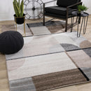  Kalora Interiors Breeze Cream Brown Grey Geometric Shapes Rug, 5'3" x 7'7" IMAGE 2