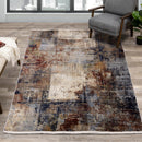  Kalora Interiors Serene Red Blue Beige Layered Distressed Rug, 5'3" x 7'7" IMAGE 2