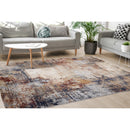  Kalora Interiors Serene Red Blue Beige Layered Distressed Rug, 5'3" x 7'7" IMAGE 3