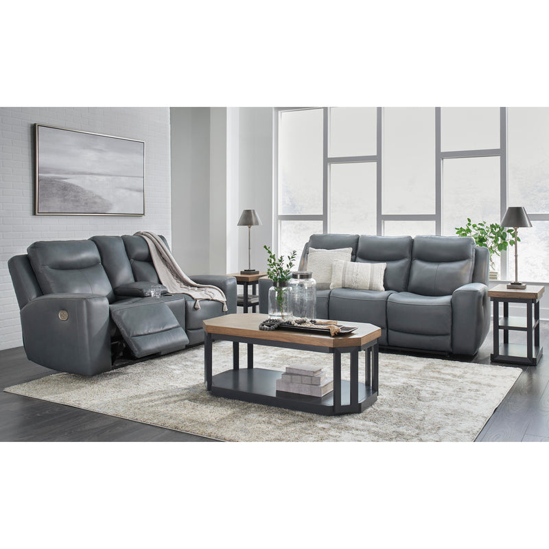 Signature Design by Ashley Mindanao Power Reclining Leather Match Loveseat U5950418C IMAGE 15