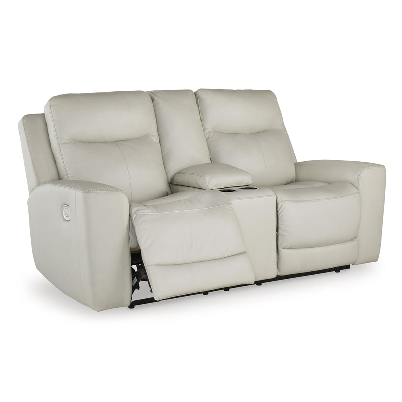 Signature Design by Ashley Mindanao Power Reclining Leather Match Loveseat U5950518C IMAGE 2