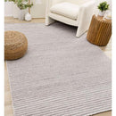  Kalora Interiors Aspen White Taupe Black Stripe Pattern Woven Rug, 5'3" x 7'7" IMAGE 2