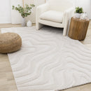  Kalora Interiors Luxe White Curvy Lines Rug, 7'10" x 11'2" IMAGE 2