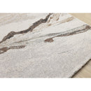  Kalora Interiors Mae White Grey Orange Veined Marble Design Rug, 5'3" x 7'7" IMAGE 4