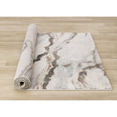  Kalora Interiors Mae White Grey Orange Veined Marble Design Rug, 7'10" x 11'2" IMAGE 7