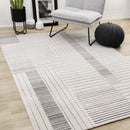  Kalora Interiors Mae White Black Intricate Line Design Rug, 5'3" x 7'7" IMAGE 2