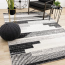  Kalora Interiors Swift Black White Patterned Lines Rug, 5'3" x 7'7" IMAGE 2