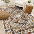  Kalora Interiors Samira Cream Red Orange Traditional Classic Border Rug, 5'3" x 7'10" IMAGE 2