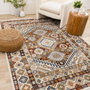  Kalora Interiors Samira Cream Red Orange Traditional Classic Border Rug, 7'10" x 10'2" IMAGE 2