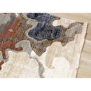  Kalora Interiors Samira Beige Brown Blue Acrylic Pour Rug, 5'3" x 7'10" IMAGE 4
