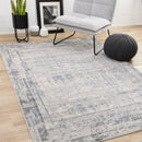  Kalora Interiors Luca Grey White Blue Distressed Border Rug, 7'10" x 10'6" IMAGE 2