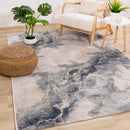  Kalora Interiors Luca Blue Cream Marble Print Rug, 6'7" x 9'6" IMAGE 2