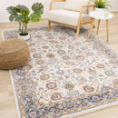  Kalora Interiors Marisa Cream Blue Traditional Border Floral Rug, 5'3" x 7'10" IMAGE 2