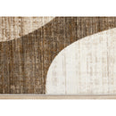  Kalora Interiors Serene Cream Brown Blue Distressed Curvy Shapes Design Rug, 5'3" x 7'10" IMAGE 8