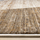  Kalora Interiors Serene Cream Brown Blue Distressed Curvy Shapes Design Rug, 5'3" x 7'10" IMAGE 9