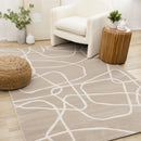  Kalora Interiors Leo Beige Cream Organic Line Design Rug, 5'3" x 7'7" IMAGE 2