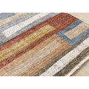  Kalora Interiors Muse Orange Red Blue Yellow Beige Layered Brick Design Rug, 5'3" x 7'10" IMAGE 4