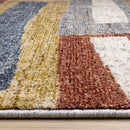  Kalora Interiors Muse Orange Red Blue Yellow Beige Layered Brick Design Rug, 5'3" x 7'10" IMAGE 9