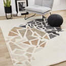  Kalora Interiors Samira Cream Blue Red Shattered Glass Design Rug, 5'3" x 7'10" IMAGE 2